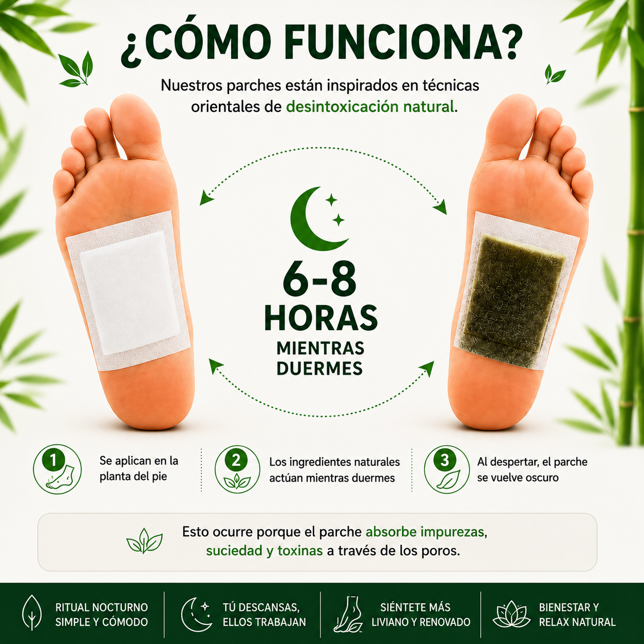 20 Parches Detox Kinoki - Desperta Liviano y Renovado cada Mañana