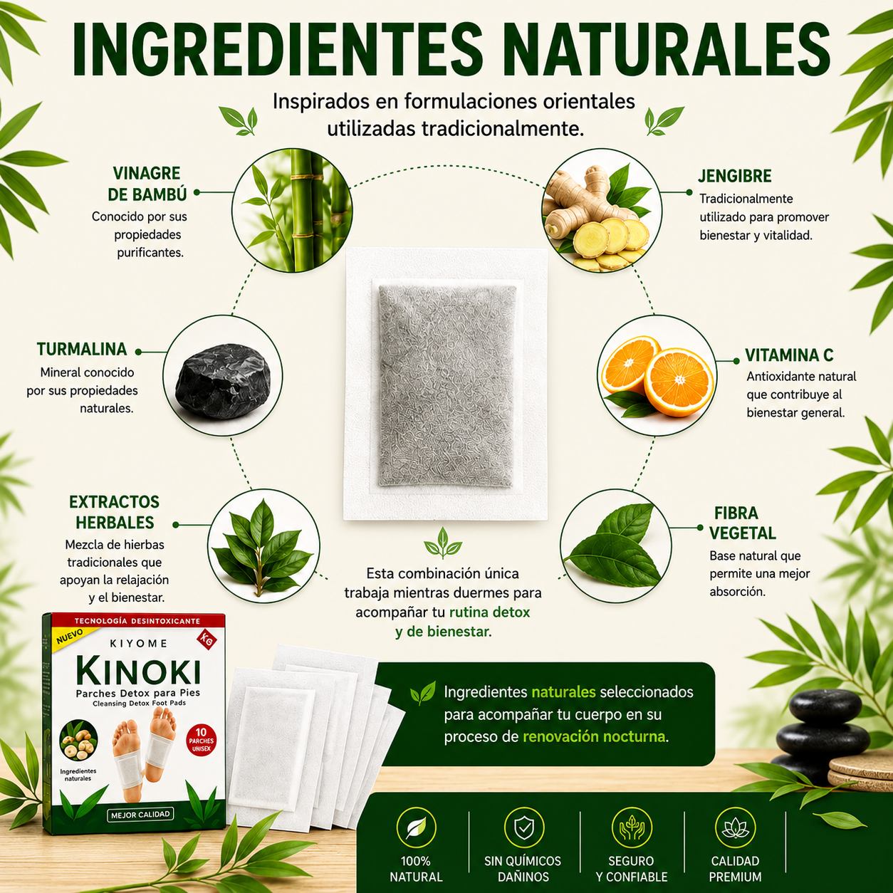 20 Parches Detox Kinoki - Desperta Liviano y Renovado cada Mañana